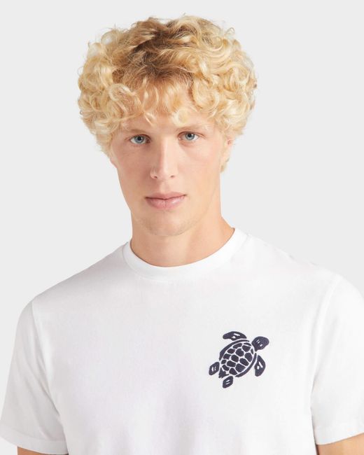 Vilebrequin Organic Cotton T-shirt Embroidered Turtle - Tee Shirt - Portisol - White - Size S for men