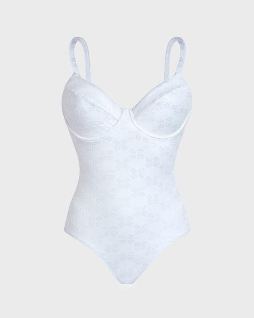 Vilebrequin Underwire One-piece Swimsuit Turtles Monogram - Swimwear - Leonita - White - Size Xs