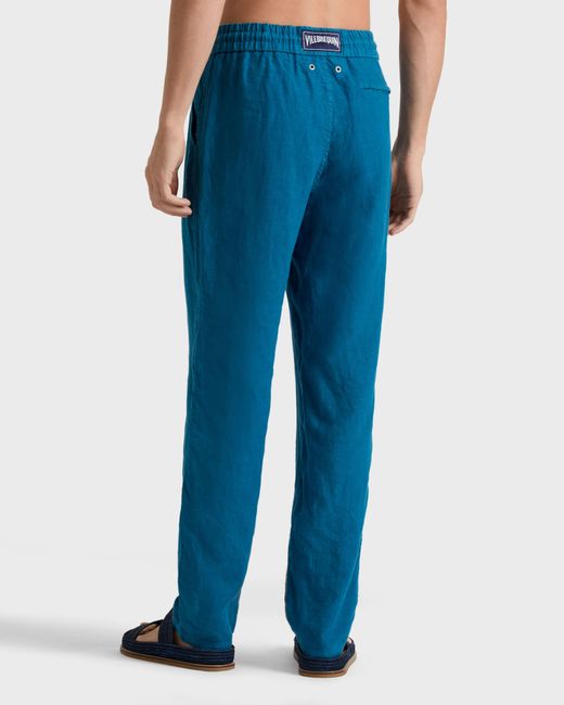 Vilebrequin Green Linen Pants Regular Fit Solid for men