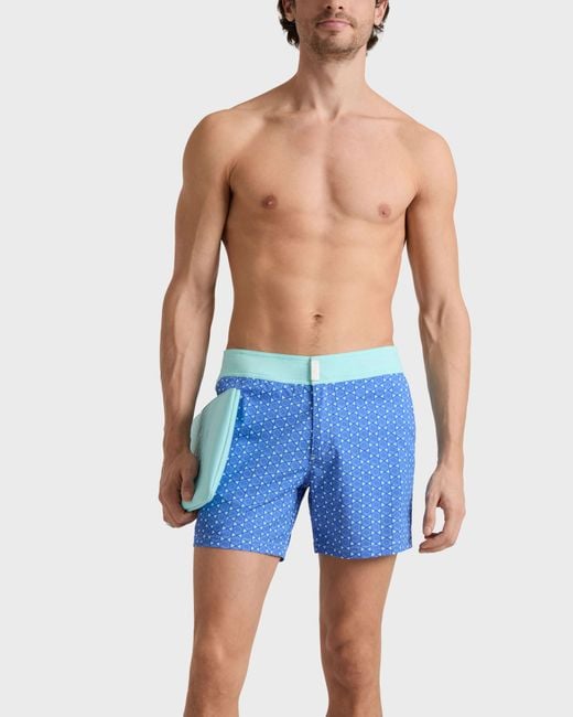 Vilebrequin Blue Stretch Short Flat Belt Swim Shorts Graphic Urchin for men