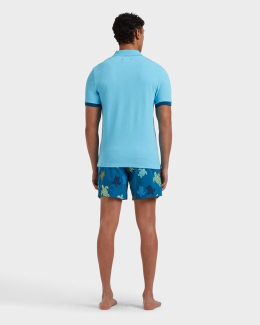 Vilebrequin Blue Organic Cotton Pique Polo Shirt Solid for men