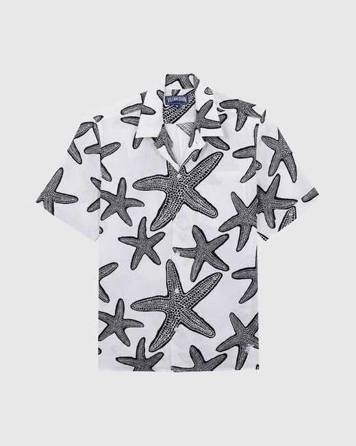 Vilebrequin Linen Bowling Shirt Starlettes - Shirt - Charli - White - Size Xl for men
