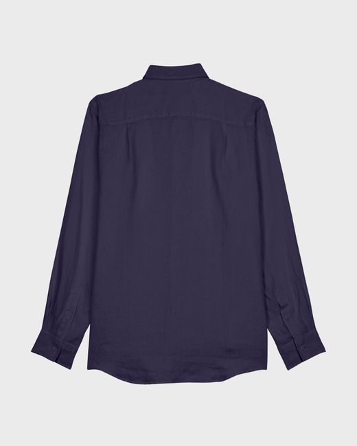 Vilebrequin Blue Linen Shirt Solid for men