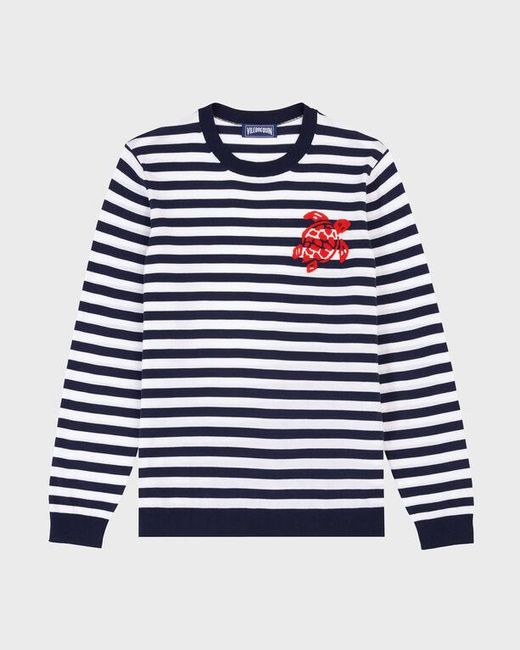 Vilebrequin Red Crewneck Striped Cotton Sweater for men