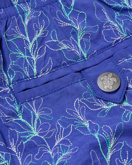 Vilebrequin Blue Embroidered Swim Shorts X-Ray Seaweed for men