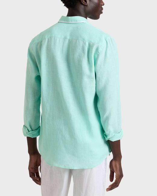 Vilebrequin Blue Linen Shirt Solid for men
