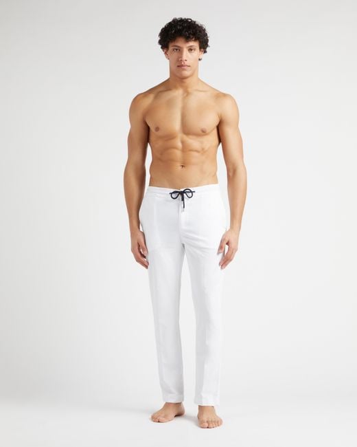 Vilebrequin Blue Cotton And Elastic Waist Pants Solid for men
