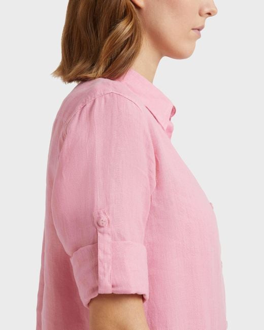 Robe Chemise En Lin Femme Unie Vilebrequin en coloris Pink