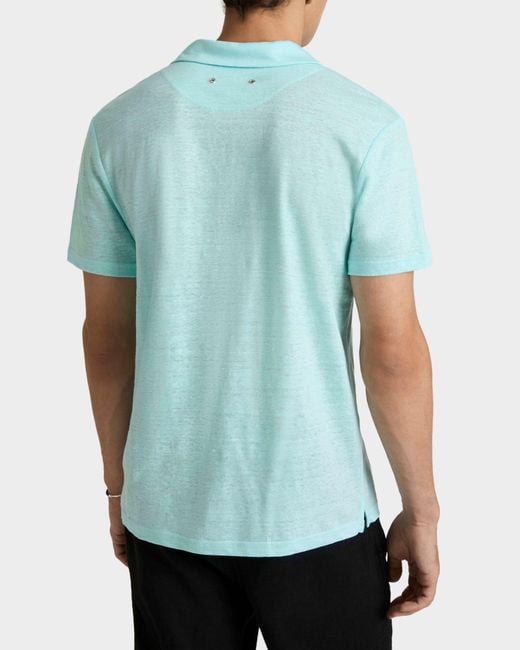 Vilebrequin Blue Linen Jersey Polo Solid for men