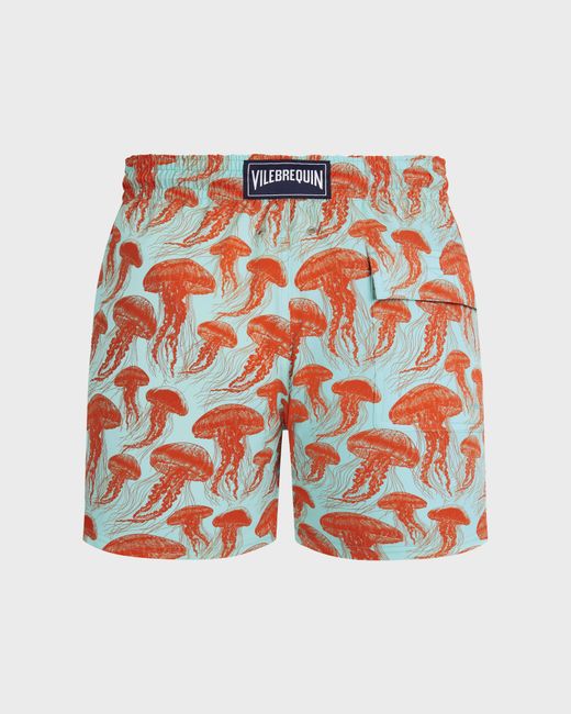 Vilebrequin White Stretch Short Swim Shorts Jellyfish Dance for men