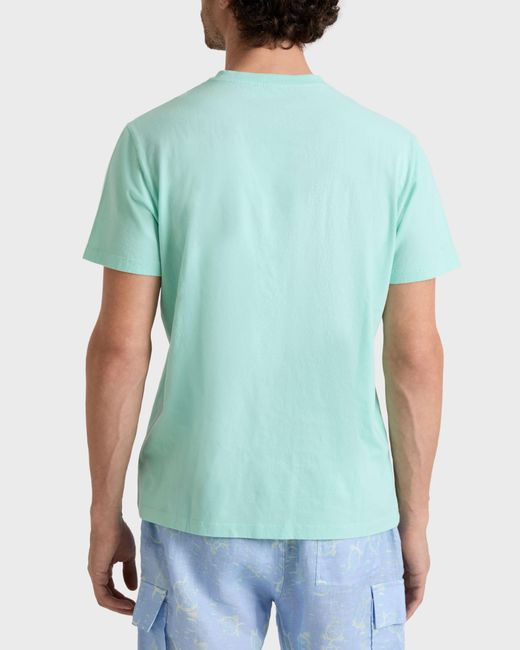 Vilebrequin Blue Organic Cotton T-Shirt Big Turtle Embroidery for men