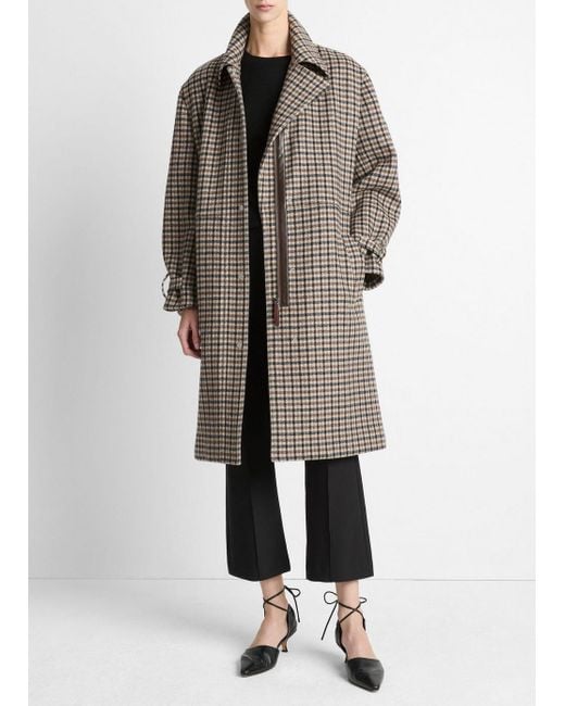 Vince Multicolor Plaid Car Coat