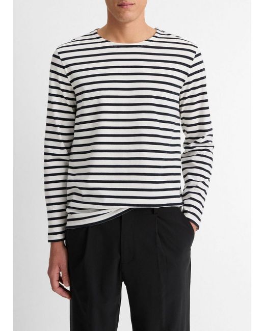 Vince Gray Striped Cotton Long-Sleeve T-Shirt for men