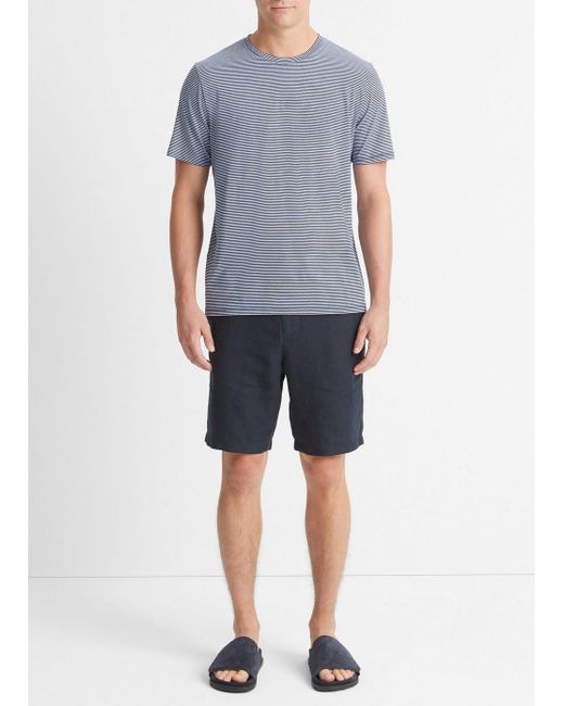 Vince Stripe Pima Cotton Crew Neck T-shirt, Blue, Size Xs for men