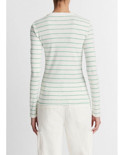 Vince White Striped Long-sleeve T-shirt, Parakeet Combo, Size Xl
