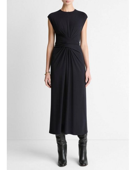 Vince Black Jersey Wrap Midi Dress
