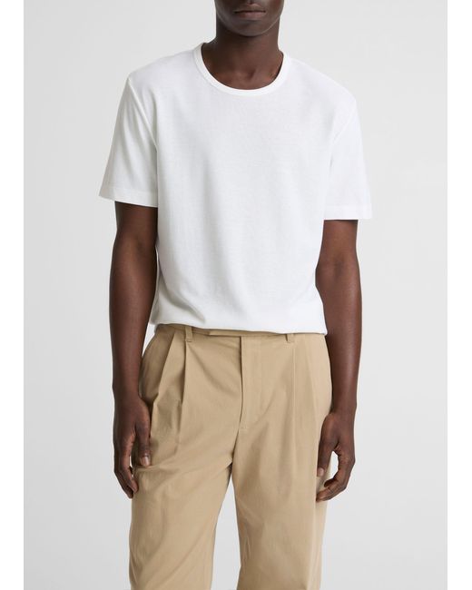 Vince White Pima Cotton Piqué Crew Neck T-Shirt for men