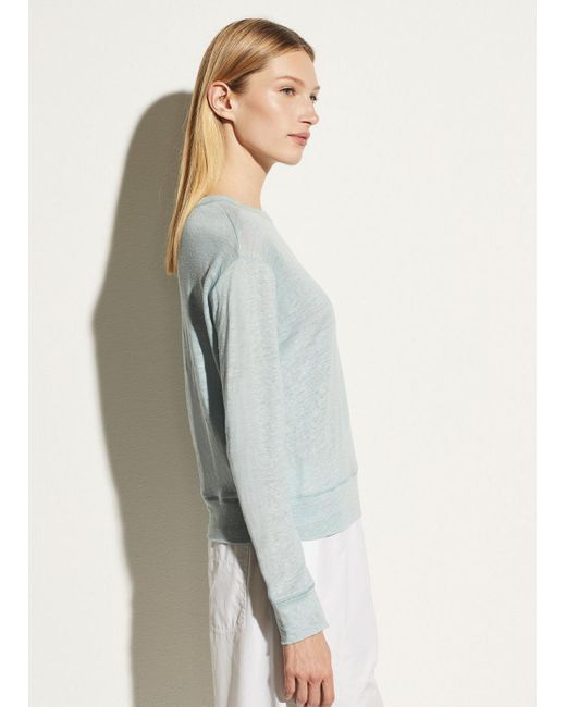 Vince Linen Long Sleeve Pullover in 