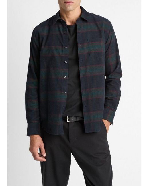 Vince Blue Holme Plaid Cotton Button-Front Shirt for men