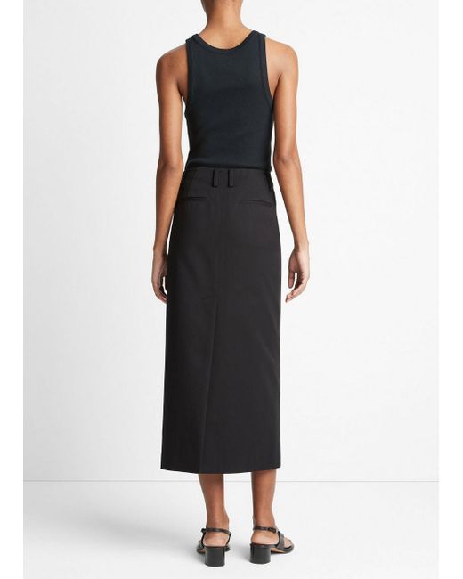 Vince Cotton Low-rise Straight Trouser Skirt, Black, Size 14