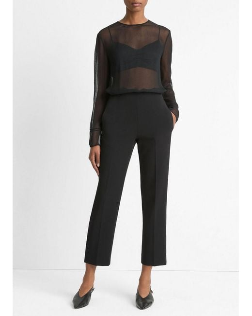 Vince Black Velvet-Trim Pull-On Pant