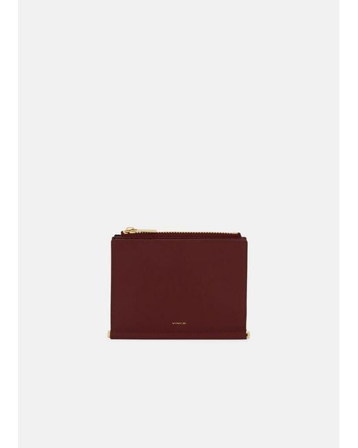 Vince Red Toggle Bar Leather Bifold Wallet