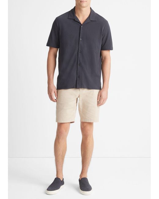 Vince Cotton Piqué Cabana Short-sleeve Button-front Shirt, Blue, Size S for men