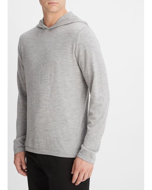 Vince Gray Featherweight Wool Cashmere Pullover Hoodie, Heather Grey, Size Xs for men