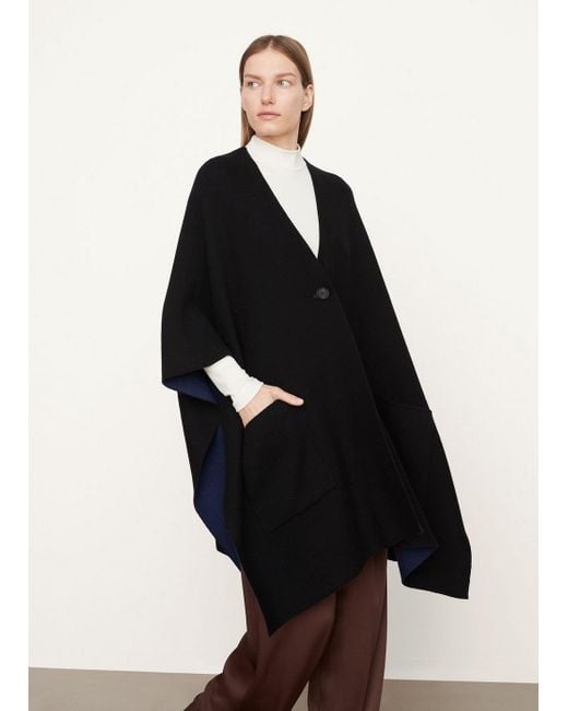 Vince Wool And Cashmere Double Face Cape in Black | Lyst UK