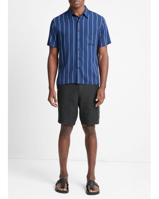 Vince Pacifica Stripe Short-sleeve Shirt, Blue, Size L for men