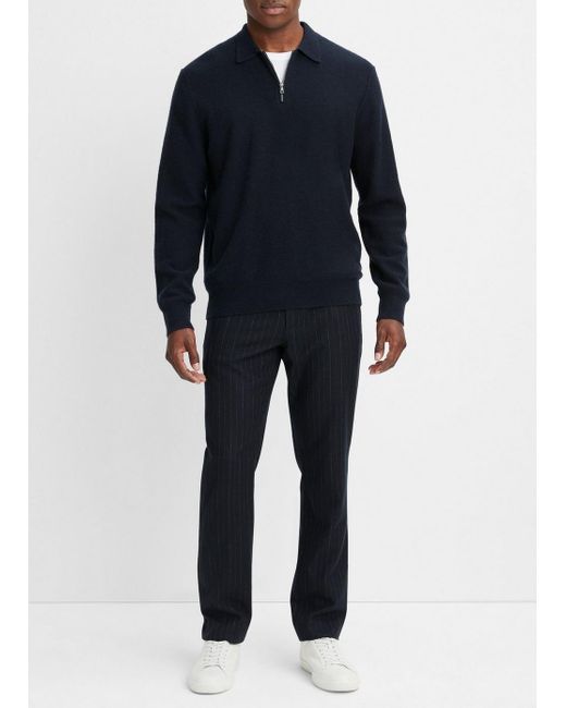 Vince Plush Cashmere Quarter-zip Sweater, Blue, Size Xl for men