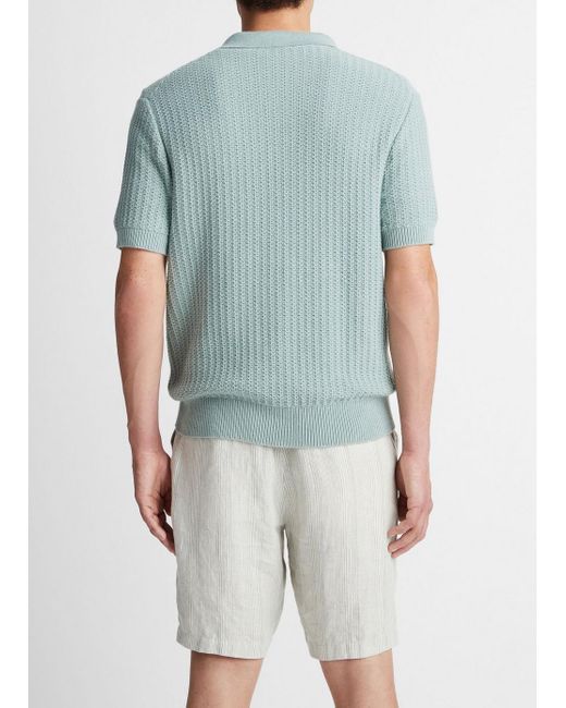 Vince Crafted Rib Cotton-cashmere Johnny Collar Sweater, Ceramic Blue, Size Xs for men