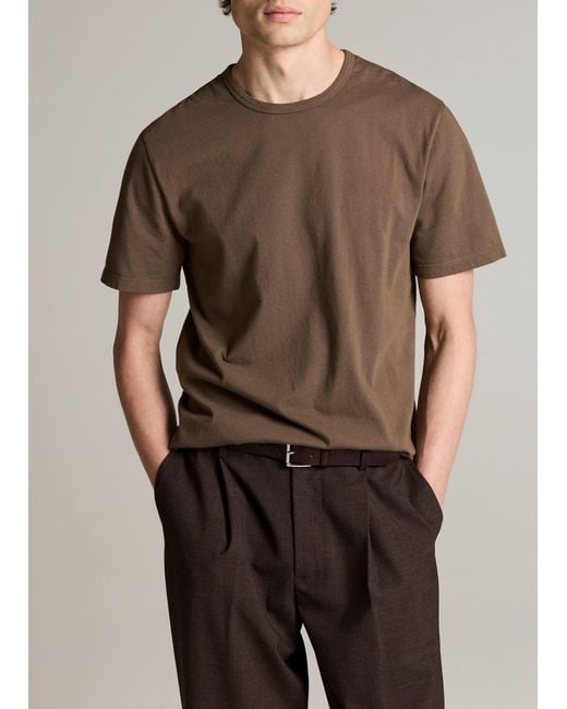 Vince Brown Garment Dye Cotton T-Shirt for men