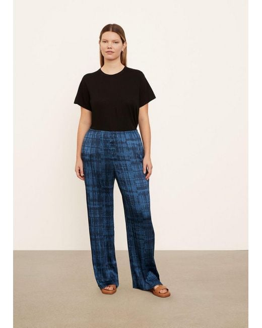 Vince Blue Crushed Tie Dye Pull-On Pant