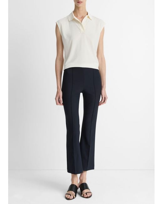 Vince Blue Niki Mid-Rise Pintuck Crop Flare Pant