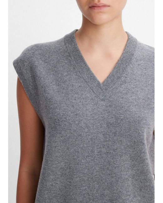 Vince Gray Wool-blend V-neck Sweater Vest, Grey, Size Xs