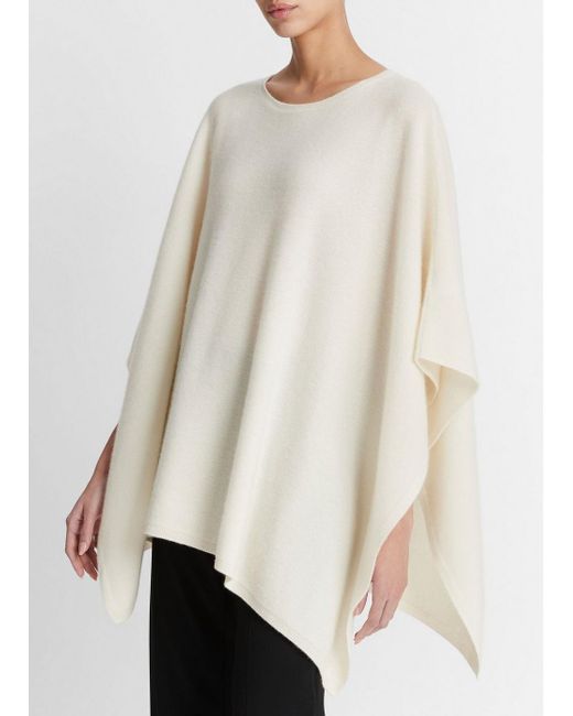 Vince Natural Reverse-jersey Cashmere Boat-neck Poncho, Optic White