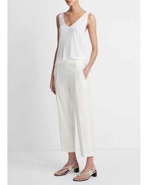 Vince Natural Linen-blend Tapered Pull-on Pant
