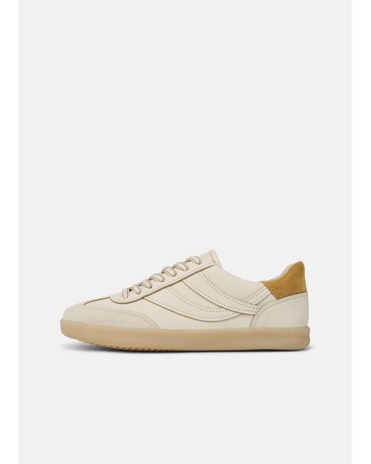 Vince White Oasis Contrast-Edge Leather & Suede Sneaker