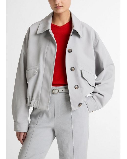 Vince Gray Cotton Bomber Jacket