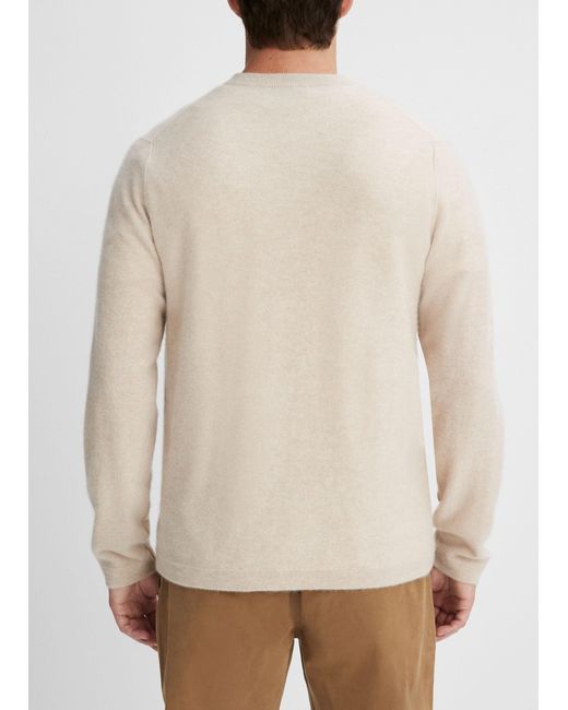 Vince Natural Plush Cashmere Crew Neck Sweater, Beige, Size M for men