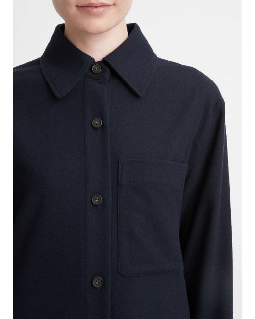 Vince Brushed Wool-blend Flannel Shirt Jacket, Coastal Blue, Size Xxs