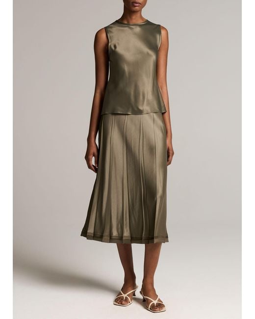 Vince Natural Raw-Edge Satin Skirt