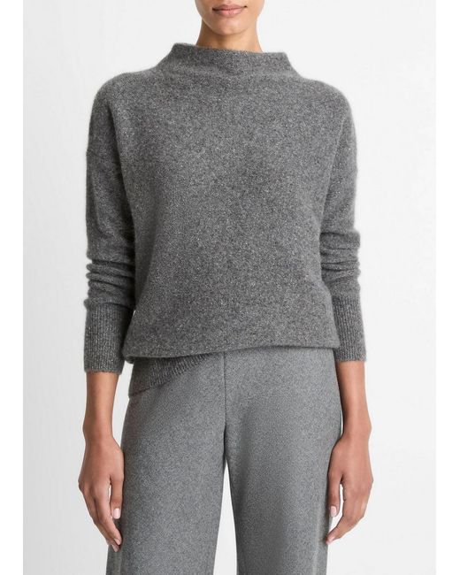 Vince Gray Donegal Cashmere Funnel-Neck Sweater