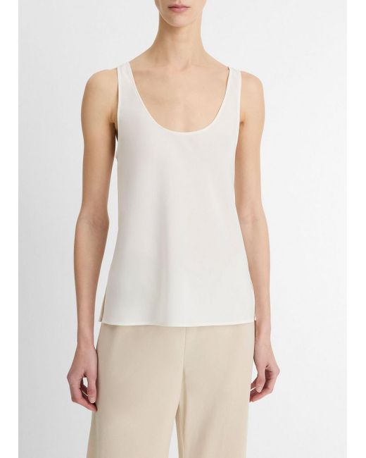 Vince Women's White Classic Stretch-Silk Bias Tank