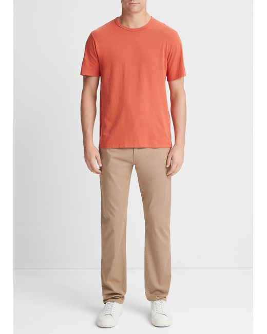 Vince Orange Garment Dye Short-sleeve Crew Neck T-shirt, Red, Size S for men