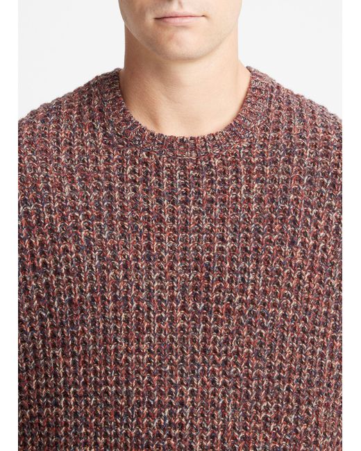 Vince Marled Waffle Crew Neck Sweater, Red, Size Xl for men