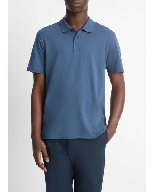 Vince Blue Pima Cotton Short-Sleeve Polo Shirt for men