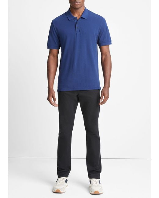 Vince Cotton Piqué Short-sleeve Polo Shirt, Blue, Size L for men