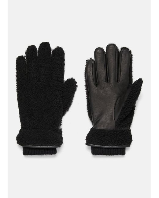 Vince Shearling And Leather Glove, Black, Size M for men